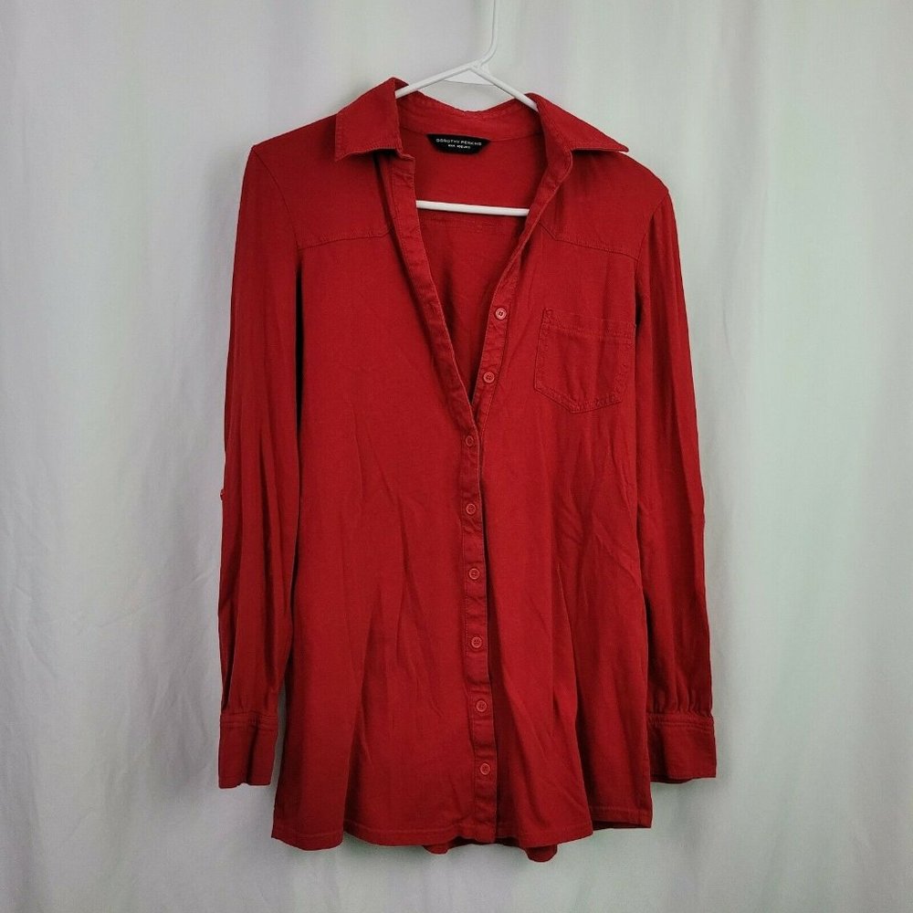 Dorothy Perkins UK12 Red Long Sleeve Button soft s